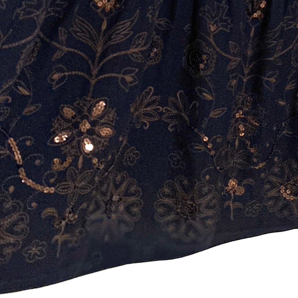 Coldwater Creek‎ Size L Dark Cottagecore Elegant Black Floral Embroidered Skirt - Picture 4 of 4